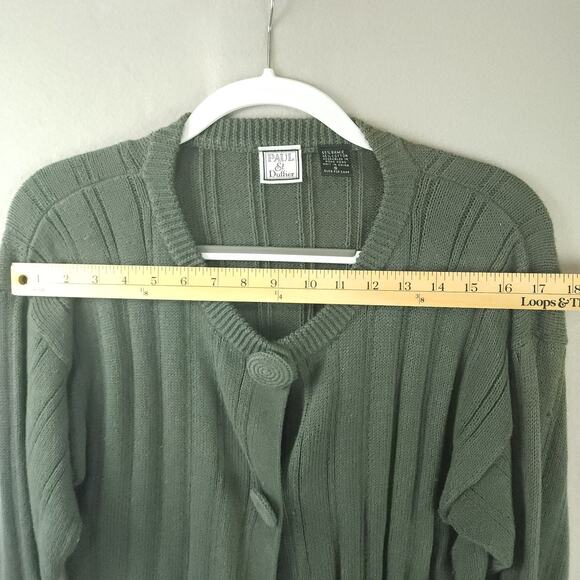 Paul Et Duffier Button-Up Cardigan Sweater Women Small Green Crop Boxy - Picture 2 of 10